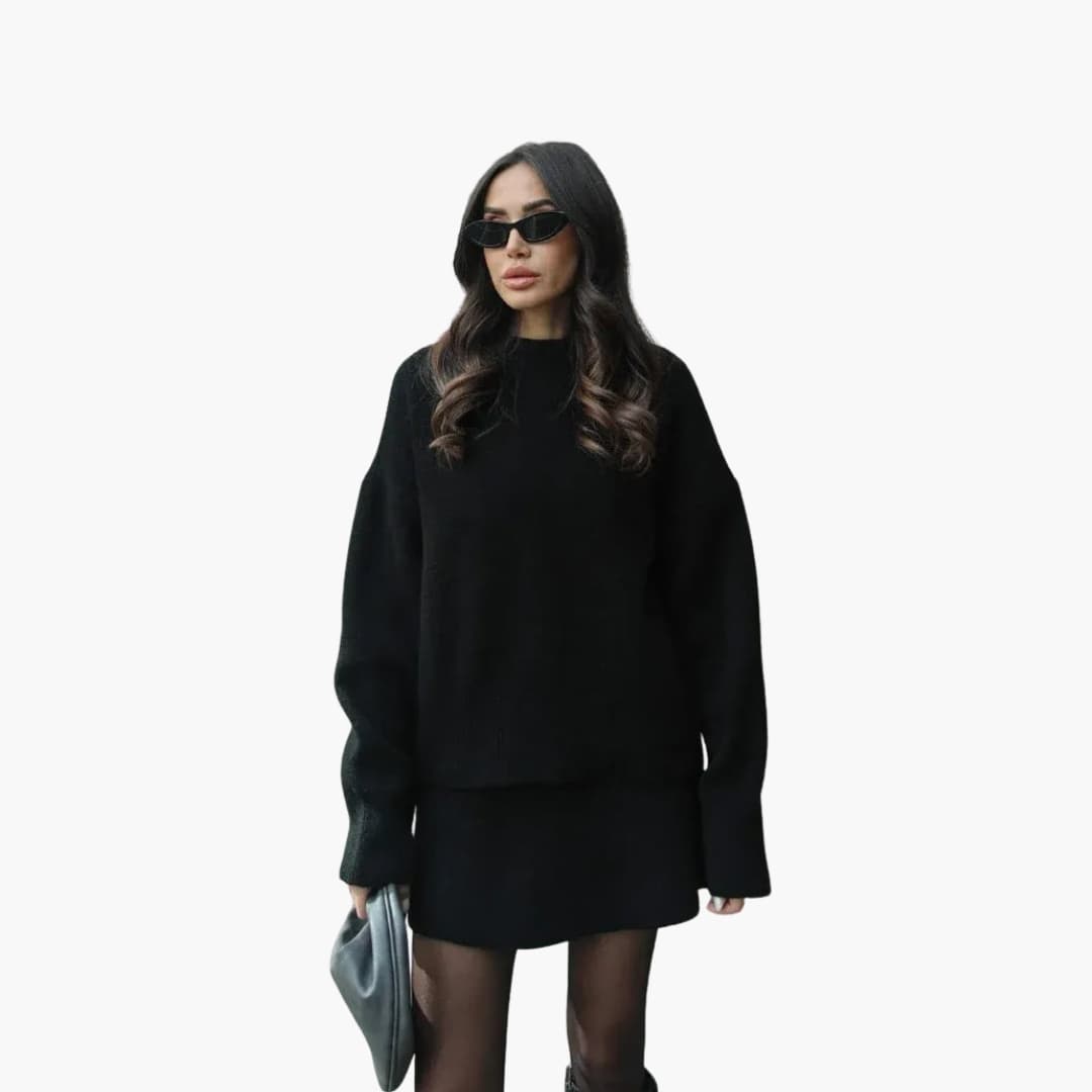 Damen Zweiteiler mit Rundhalsausschnitt Pullover