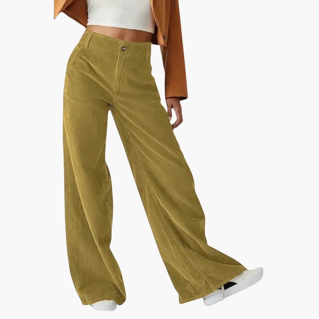 Damenhose mit Bund und weiten Beinen