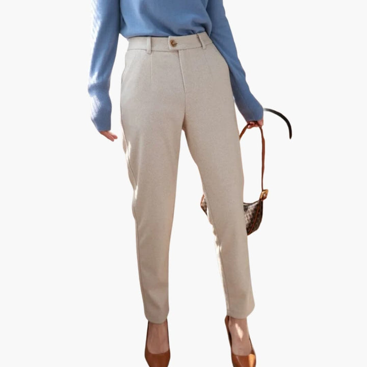 Damenhose mit High Waist und Seitentaschen