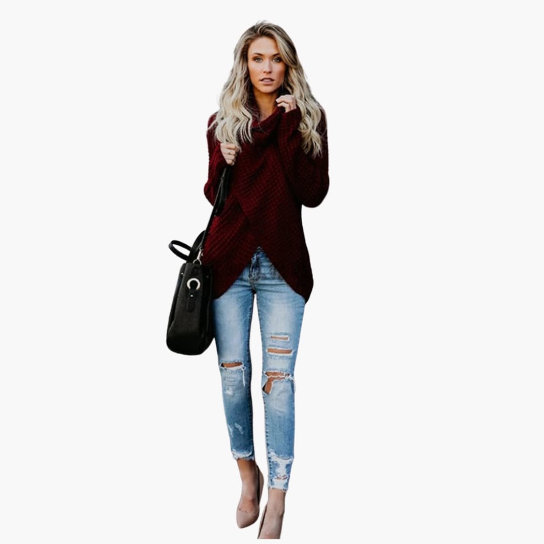 Damen pullover mit Schalkragen
