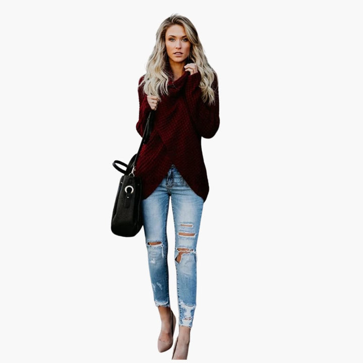 Damen pullover mit Schalkragen