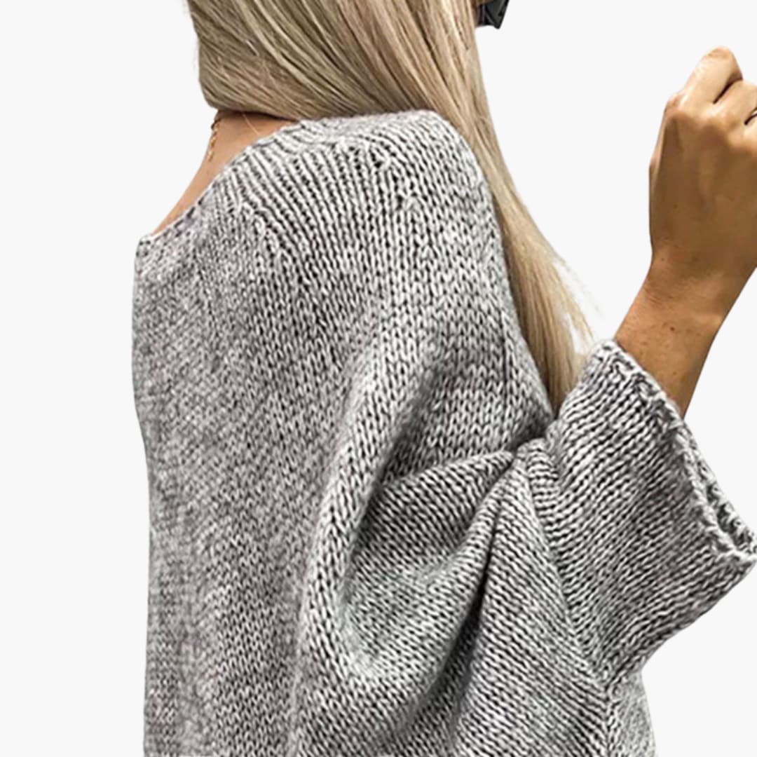 Damen pullover mit U-Boot-Ausschnitt und langen Ärmeln