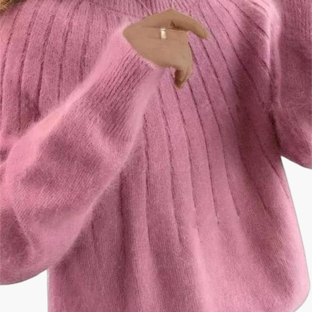 Damenpullover mit gerippter Oberfläche und langen Ärmeln