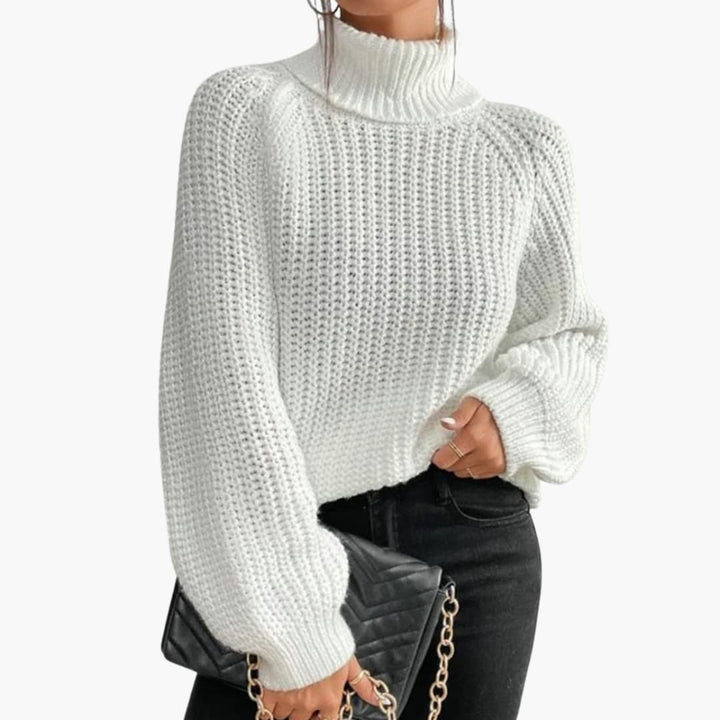 Damen pullover mit lockerem Rollkragen und langen Ärmeln