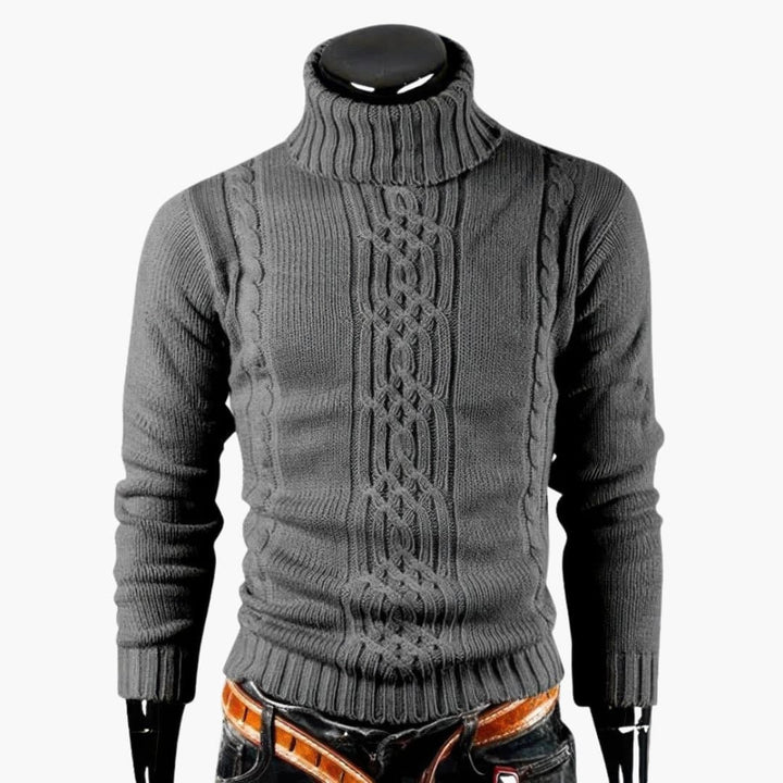 Herren Rollkragenpullover mit gerippter Oberfläche und langen Ärmeln