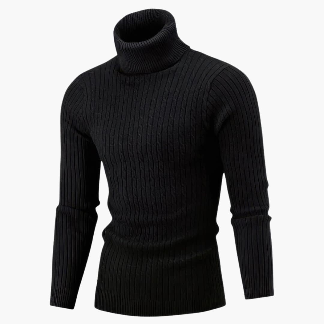 Herren Rollkragenpullover mit gerippter Oberfläche und langen Ärmeln