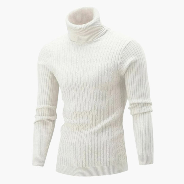 Herren Rollkragenpullover mit gerippter Oberfläche und langen Ärmeln