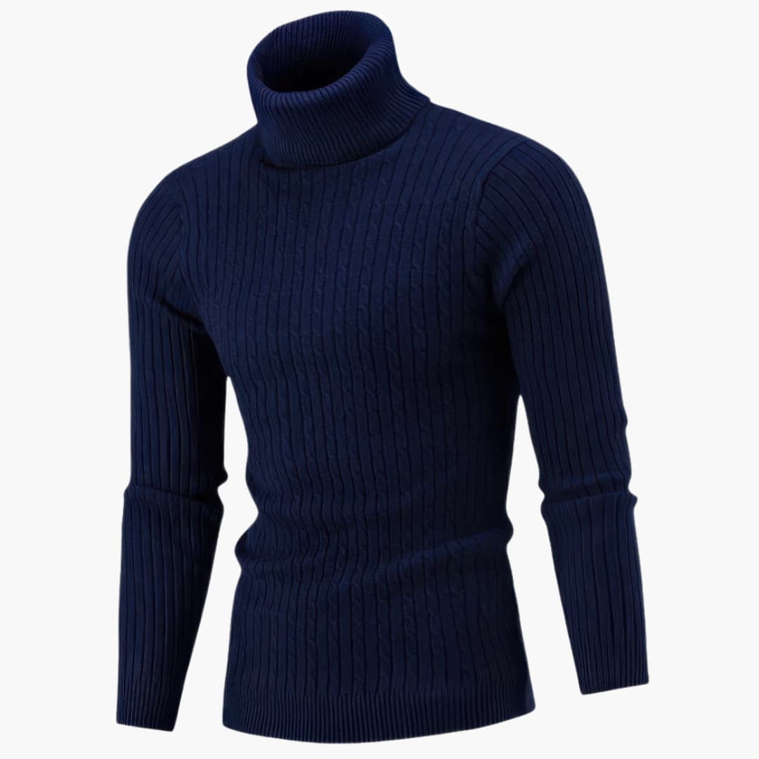 Herren Rollkragenpullover mit gerippter Oberfläche und langen Ärmeln