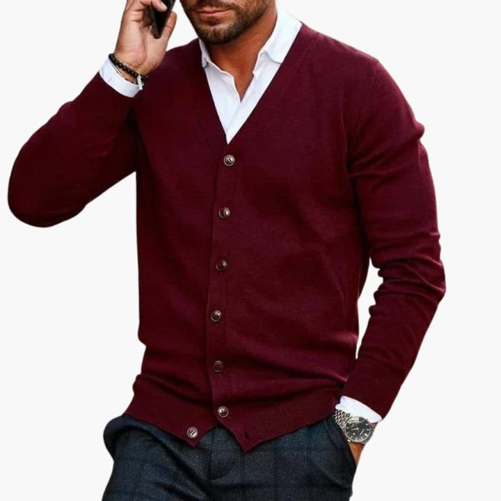 Herren Cardigan mit V Ausschnitt und Knopfverschluss