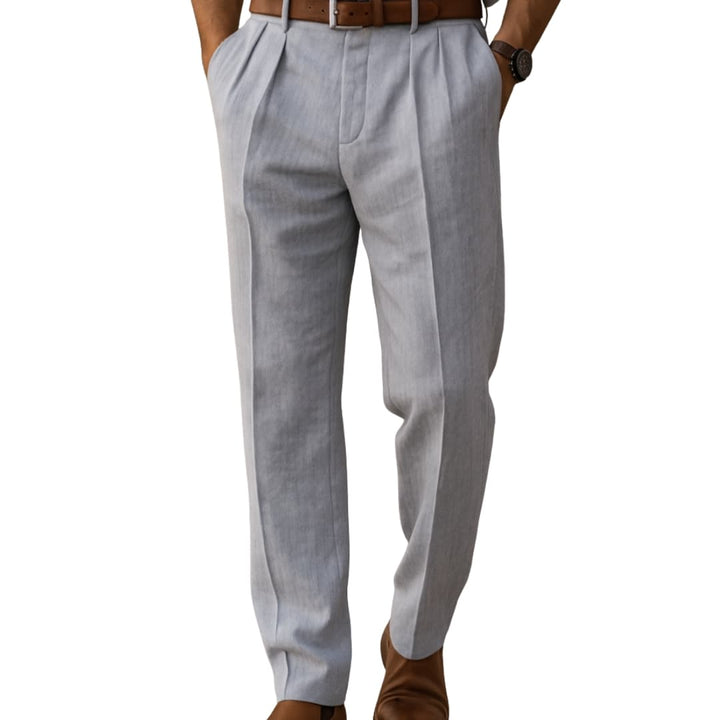 Herren High Waist Hose mit Faltenfront und weitem Bein