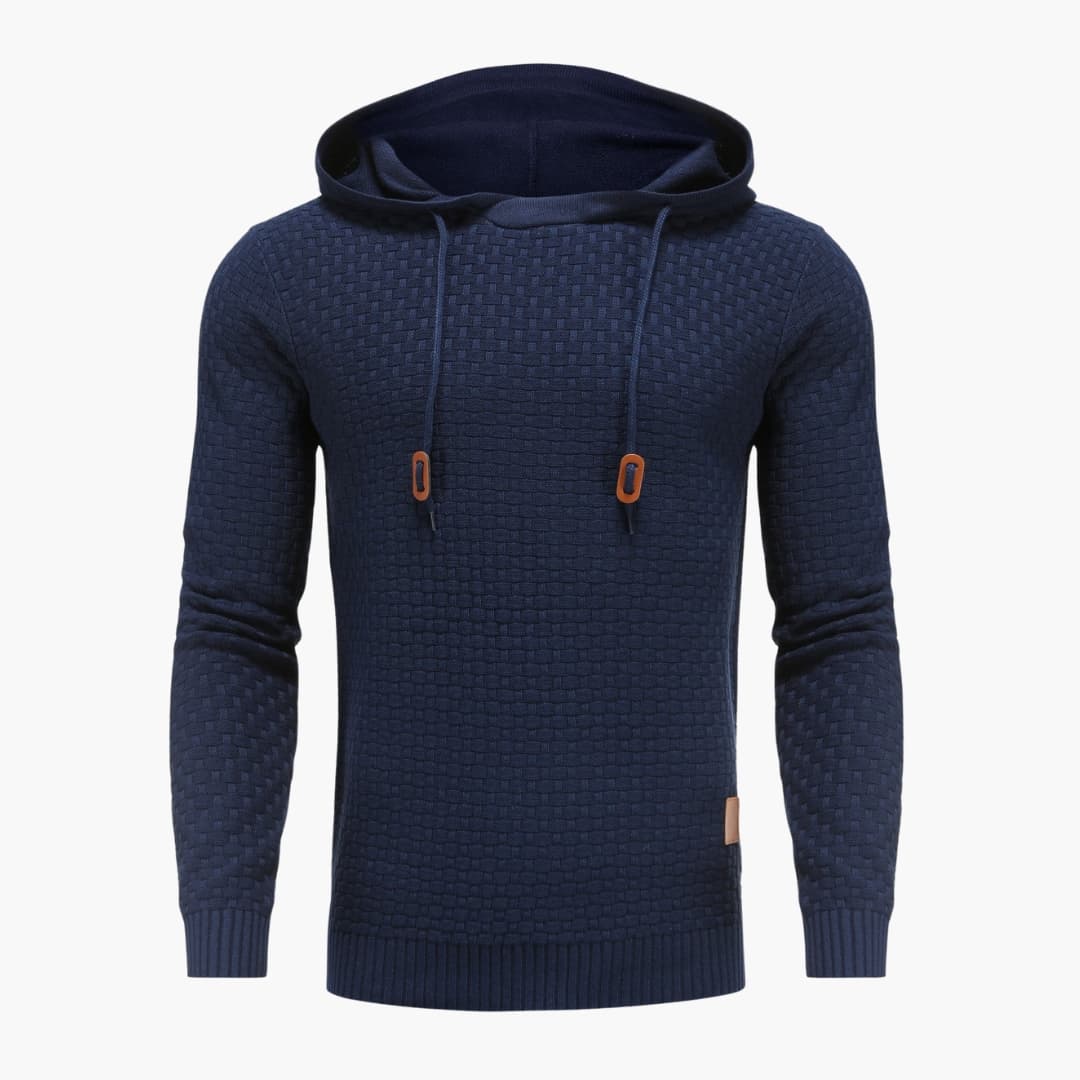 Herren Hoodie Pullover mit geripptem Saum