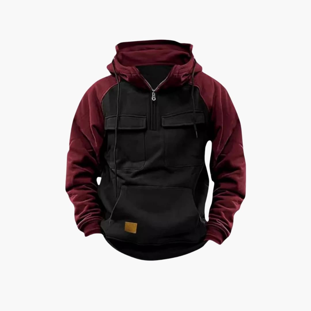 Herren Hoodie mit Brusttaschen und Viertelreißverschluss