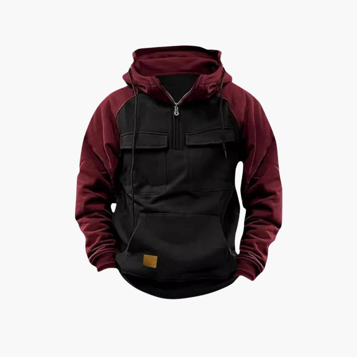 Herren Hoodie mit Brusttaschen und Viertelreißverschluss