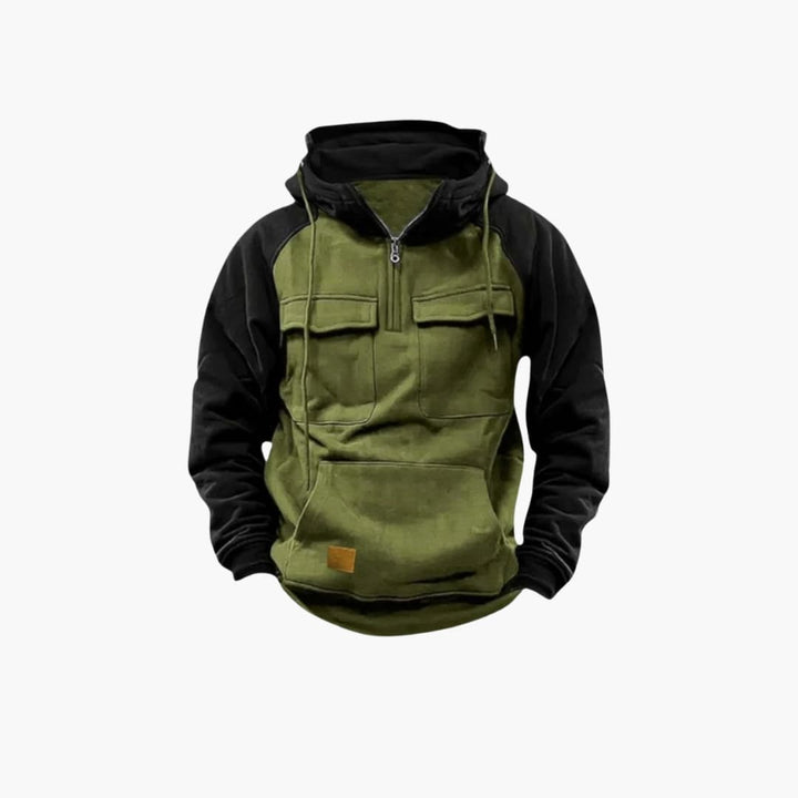 Herren Hoodie mit Brusttaschen und Viertelreißverschluss