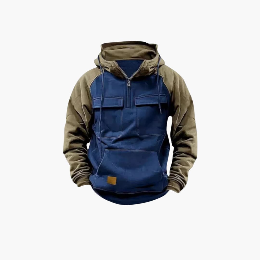 Herren Hoodie mit Brusttaschen und Viertelreißverschluss