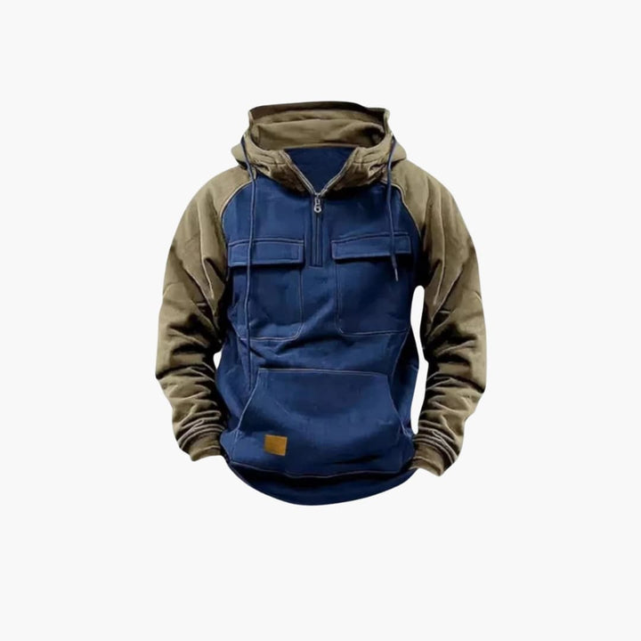 Herren Hoodie mit Brusttaschen und Viertelreißverschluss