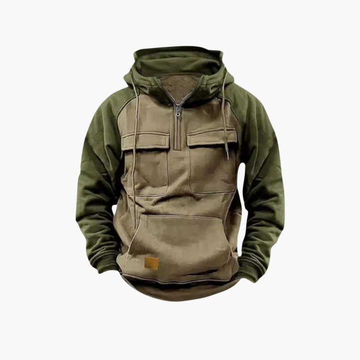 Herren Hoodie mit Brusttaschen und Viertelreißverschluss