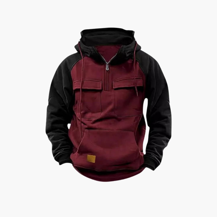 Herren Hoodie mit Brusttaschen und Viertelreißverschluss