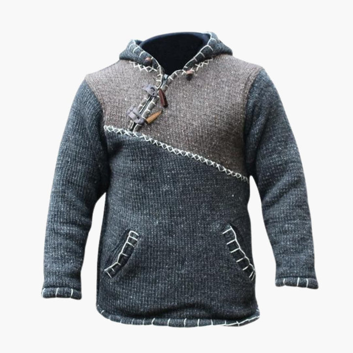 Herren Hoodie mit Kängurutasche und Strickoberfläche