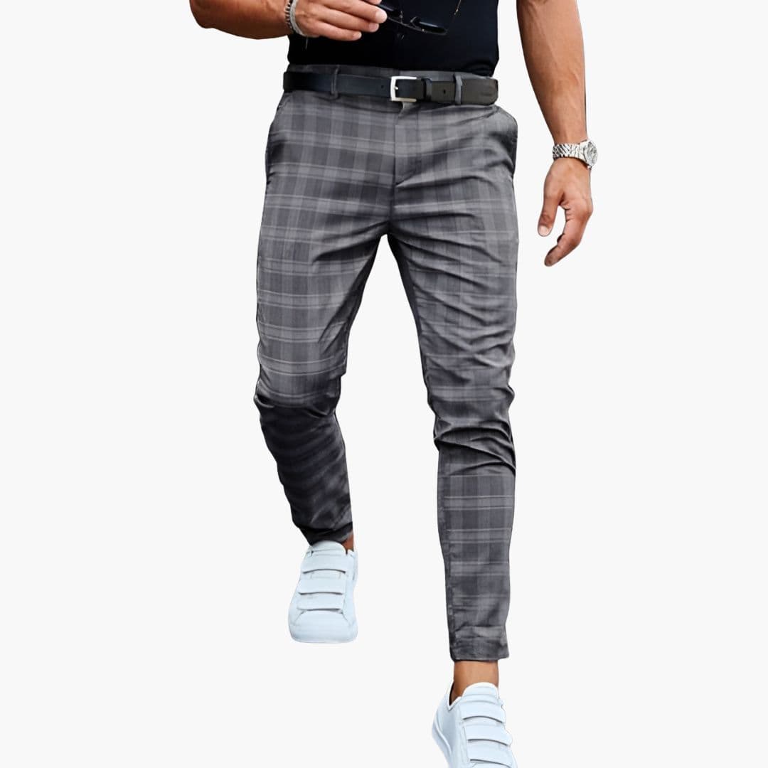 Herren Hose kariert mit Geradem Bein