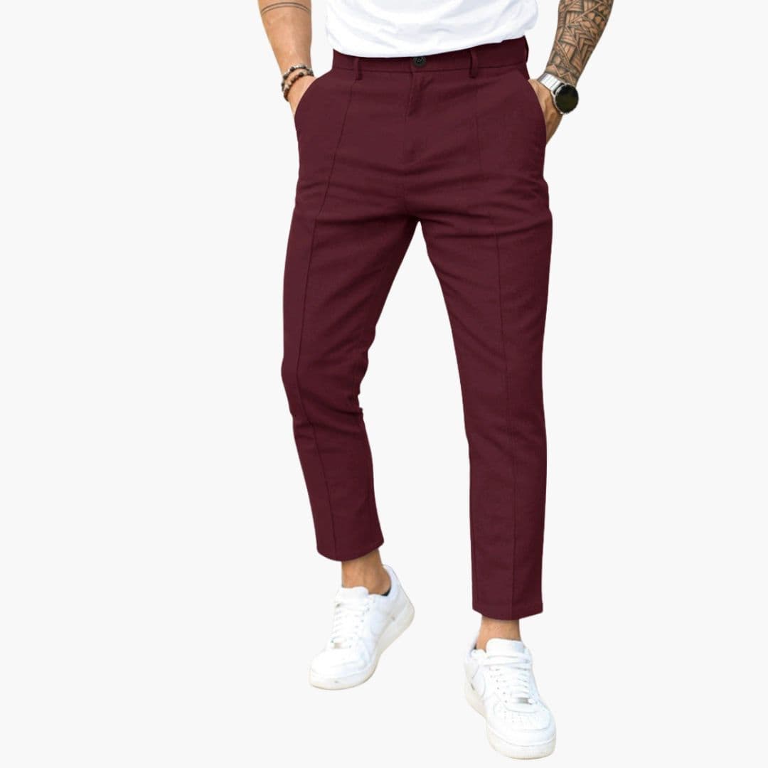Herren Hose mit Gürtelschlaufen und geradem Bein