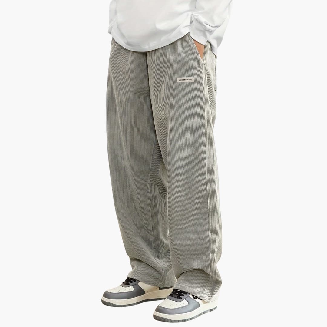 Herren Hose mit elastischem Bund und weitem Bein