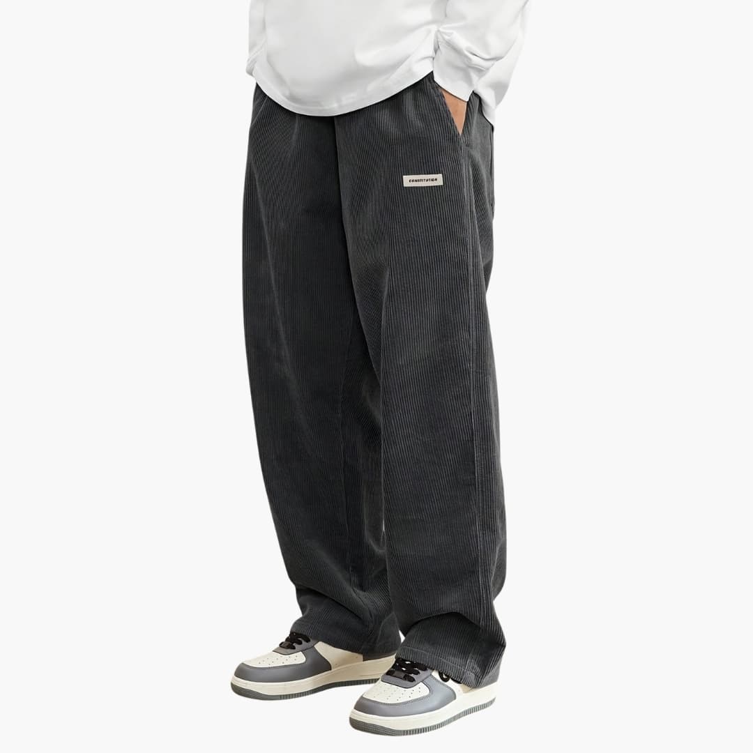 Herren Hose mit elastischem Bund und weitem Bein