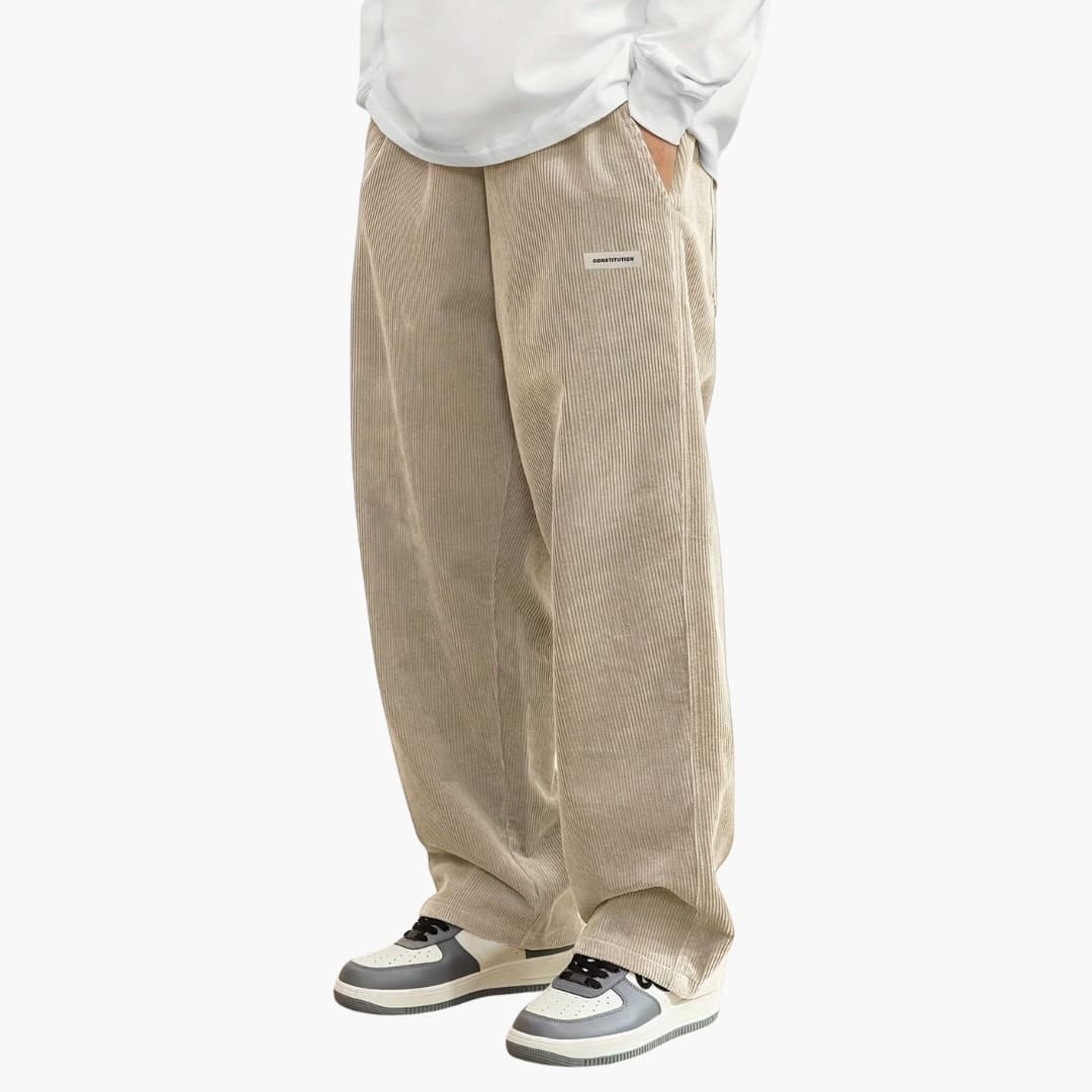 Herren Hose mit elastischem Bund und weitem Bein