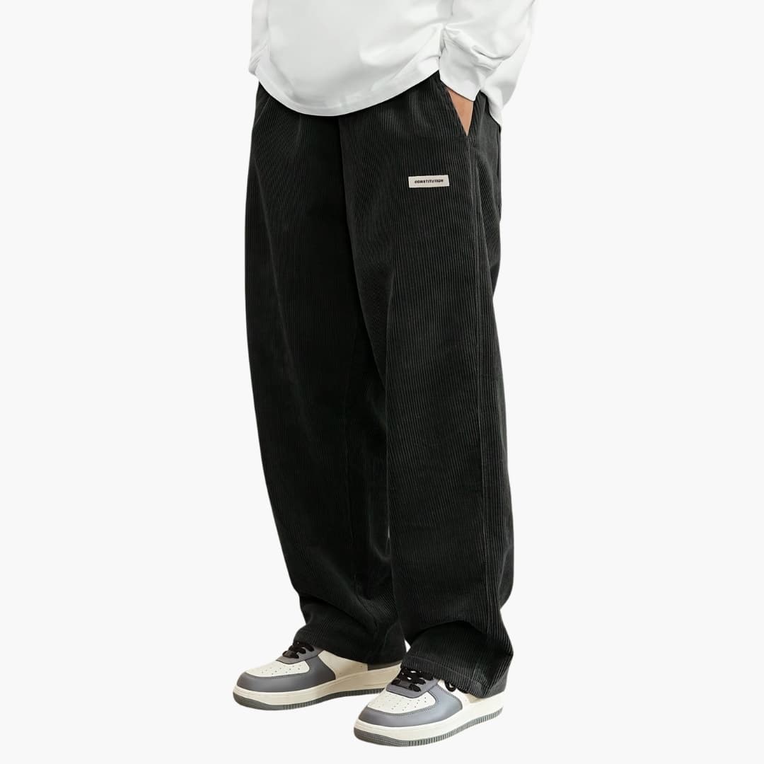 Herren Hose mit elastischem Bund und weitem Bein