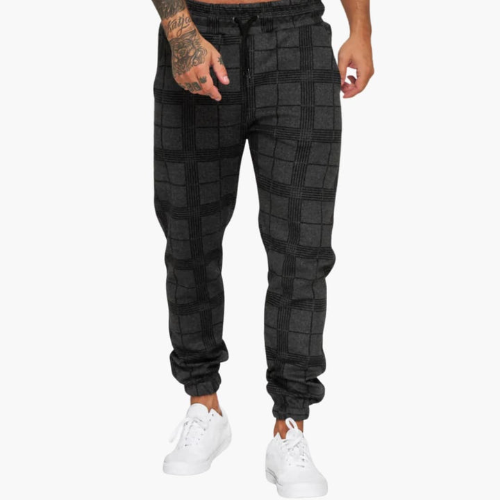 Herren Jogginghose mit Karomuster elastischem Bund und Seitentaschen