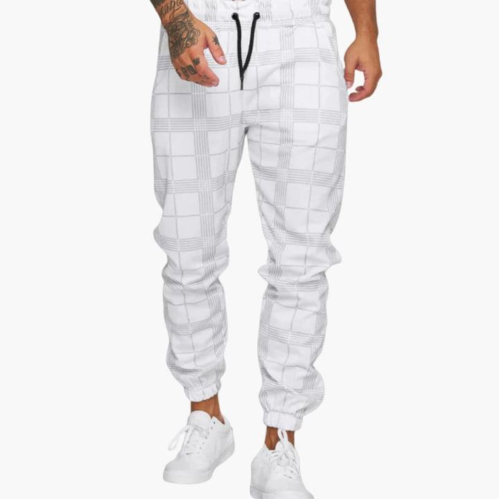 Herren Jogginghose mit Karomuster elastischem Bund und Seitentaschen