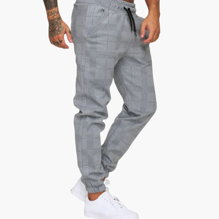 Herren Jogginghose mit Karomuster elastischem Bund und Seitentaschen