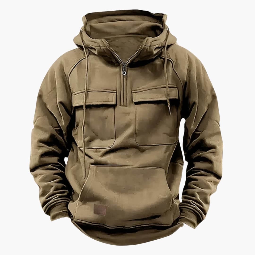 Herren Kapuzenpullover mit Halbzipp und Brusttaschen