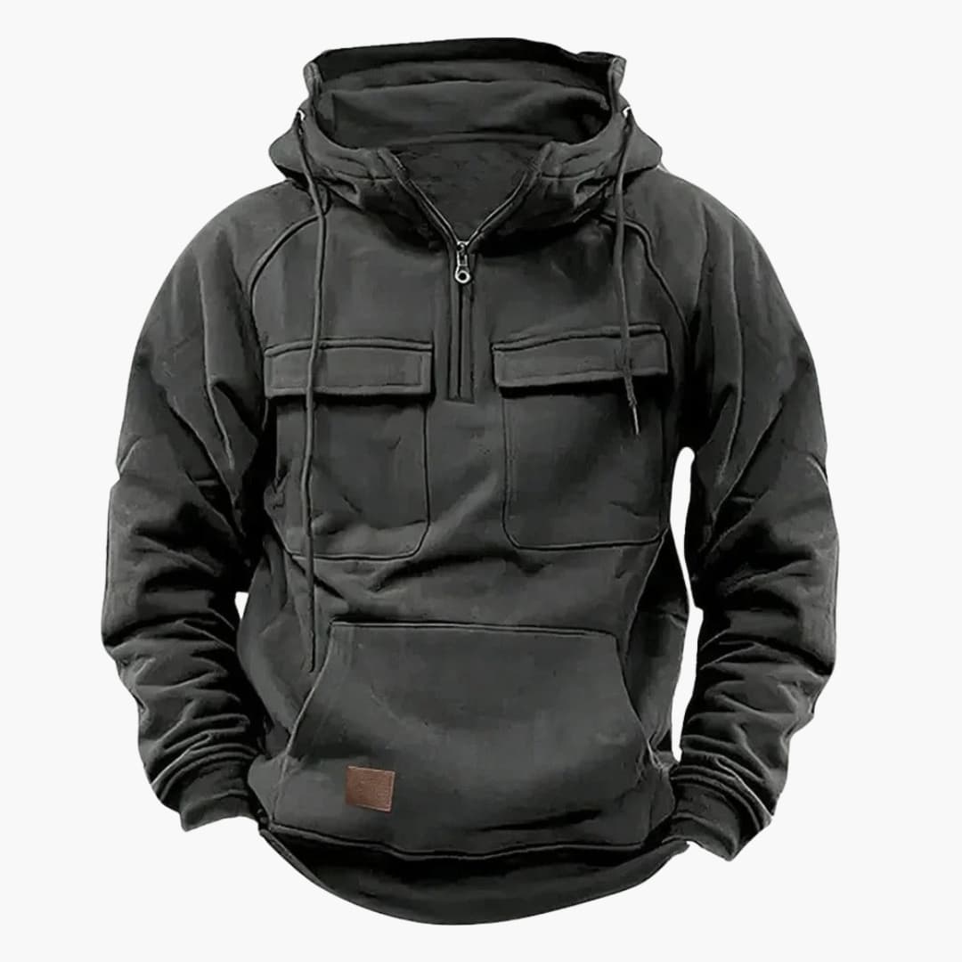 Herren Kapuzenpullover mit Halbzipp und Brusttaschen