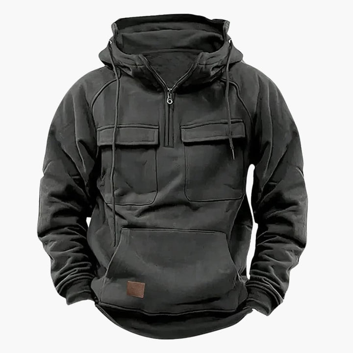 Herren Kapuzenpullover mit Halbzipp und Brusttaschen