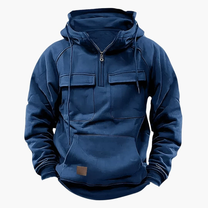 Herren Kapuzenpullover mit Halbzipp und Brusttaschen