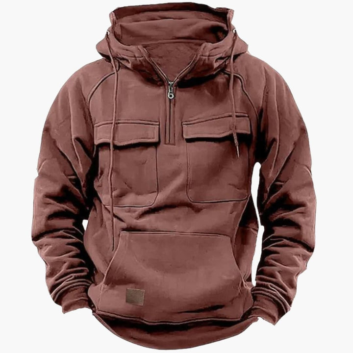 Herren Kapuzenpullover mit Halbzipp und Brusttaschen
