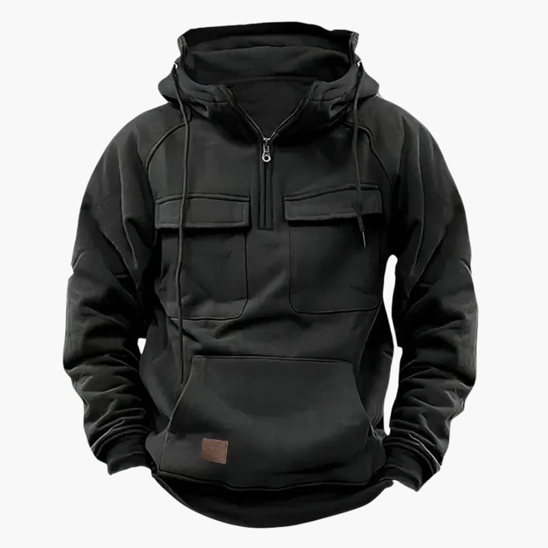 Herren Kapuzenpullover mit Halbzipp und Brusttaschen