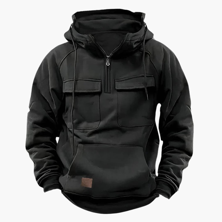 Herren Kapuzenpullover mit Halbzipp und Brusttaschen