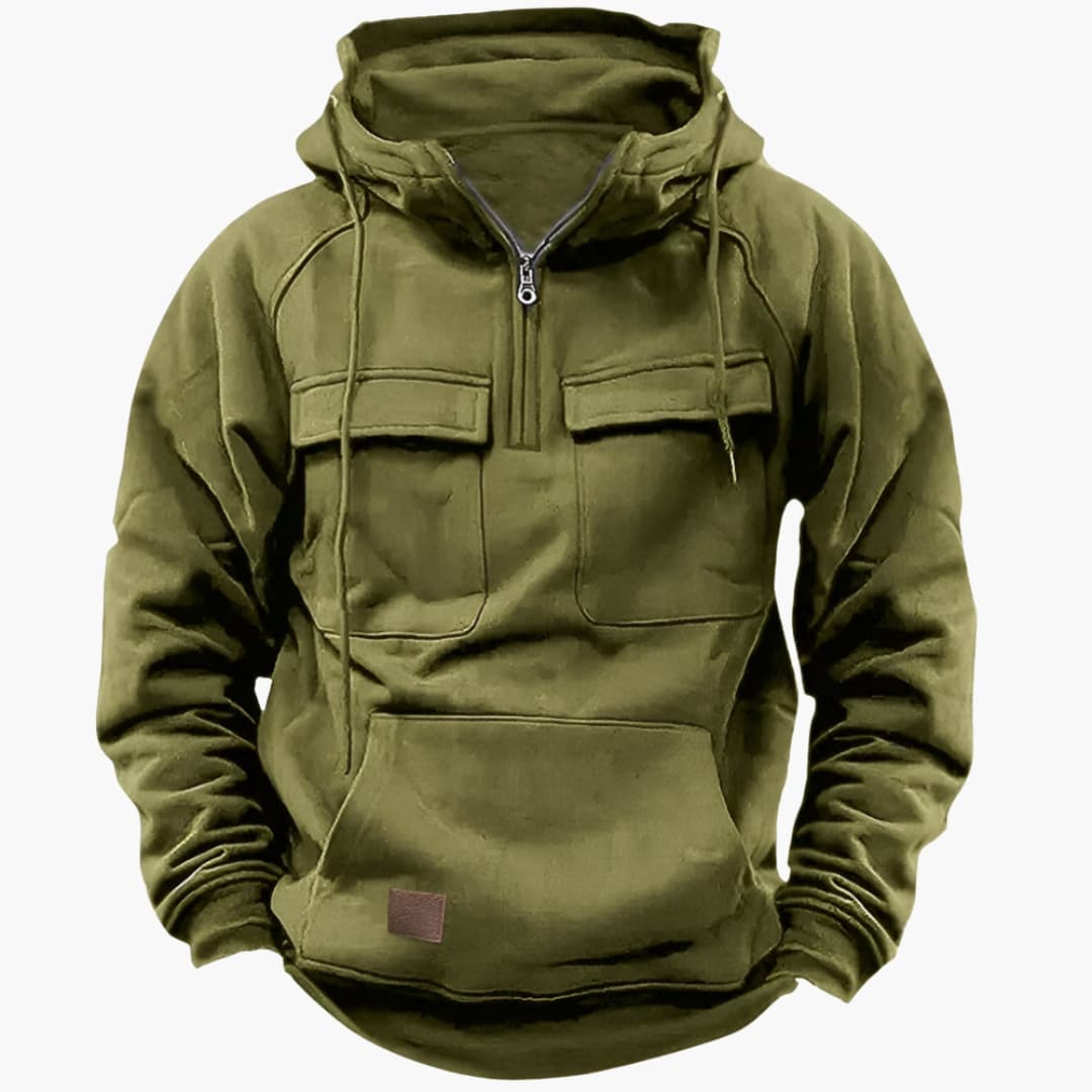 Herren Kapuzenpullover mit Halbzipp und Brusttaschen