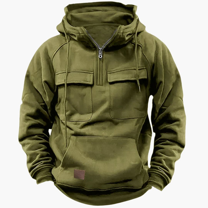 Herren Kapuzenpullover mit Halbzipp und Brusttaschen