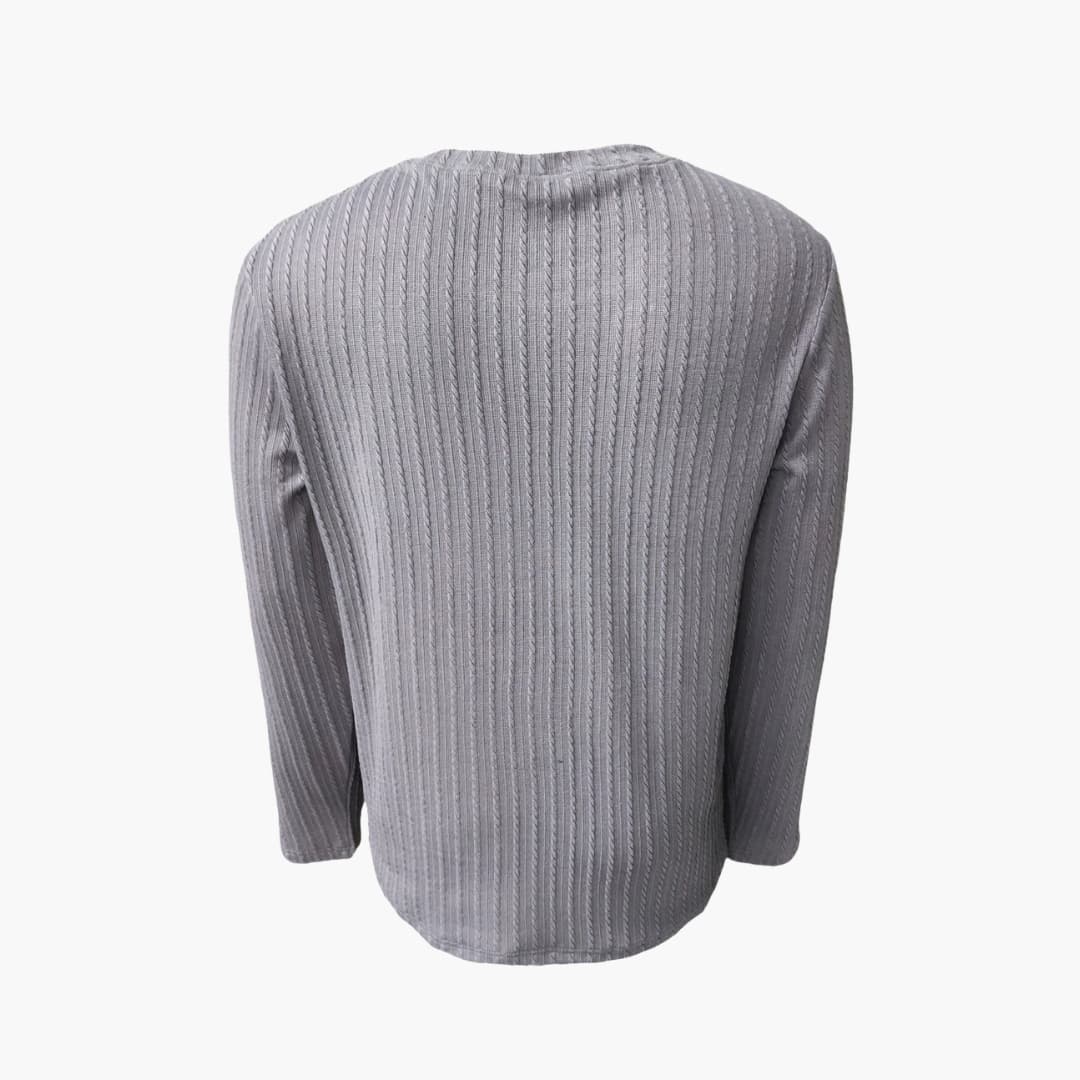 Herren Langarmshirt mit Rundhalsausschnitt und Rippstruktur