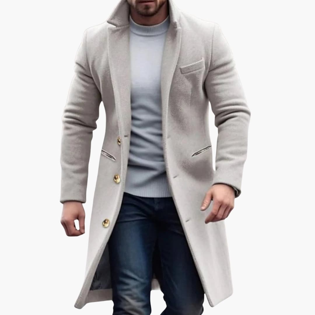 Herren Langmantel mit Knopfleiste und Taschen