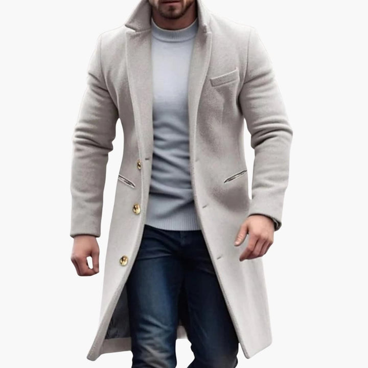 Herren Langmantel mit Knopfleiste und Taschen