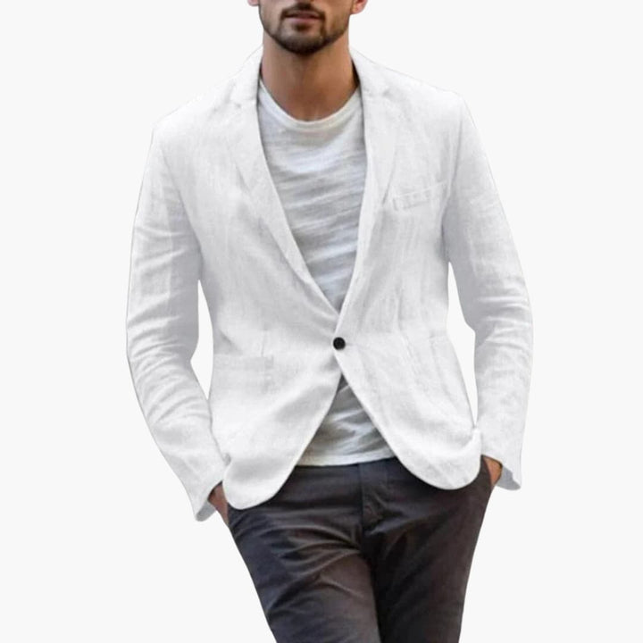 Herren Leinen blazer mit Knopfverschluss und strukturiertem Stoff