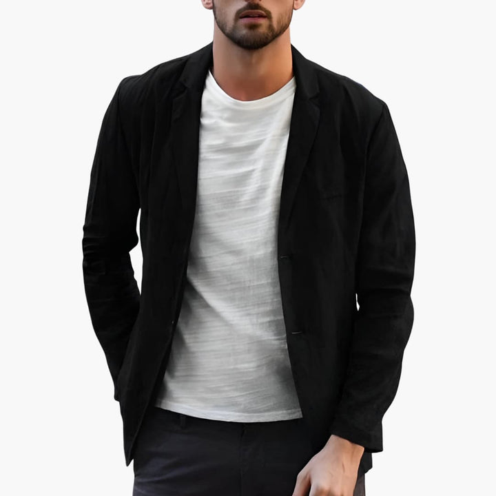Herren Leinen blazer mit Knopfverschluss und strukturiertem Stoff