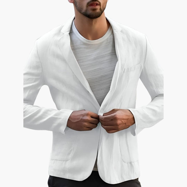Herren Leinen blazer mit Knopfverschluss und strukturiertem Stoff