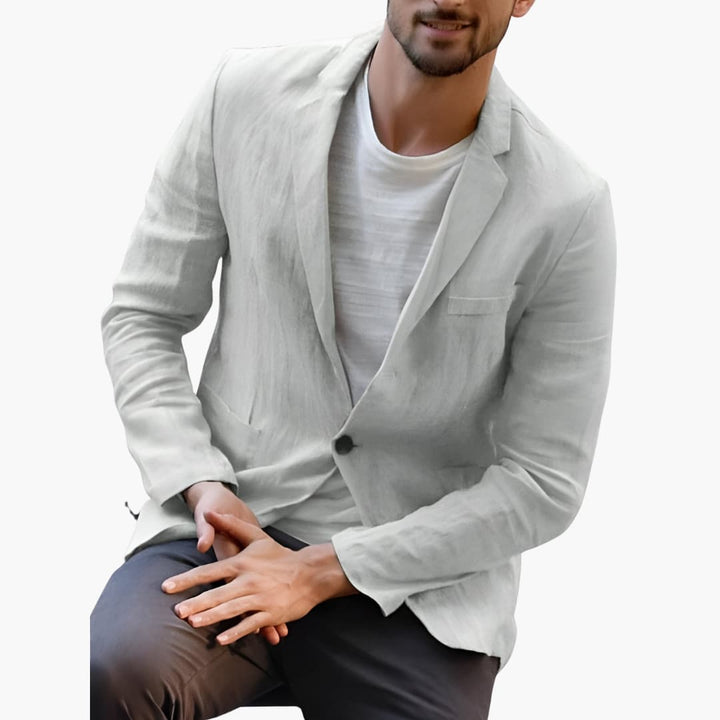 Herren Leinen blazer mit Knopfverschluss und strukturiertem Stoff