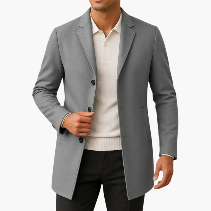 Herren Mantel mit Seitentaschen und Knopfverschluss