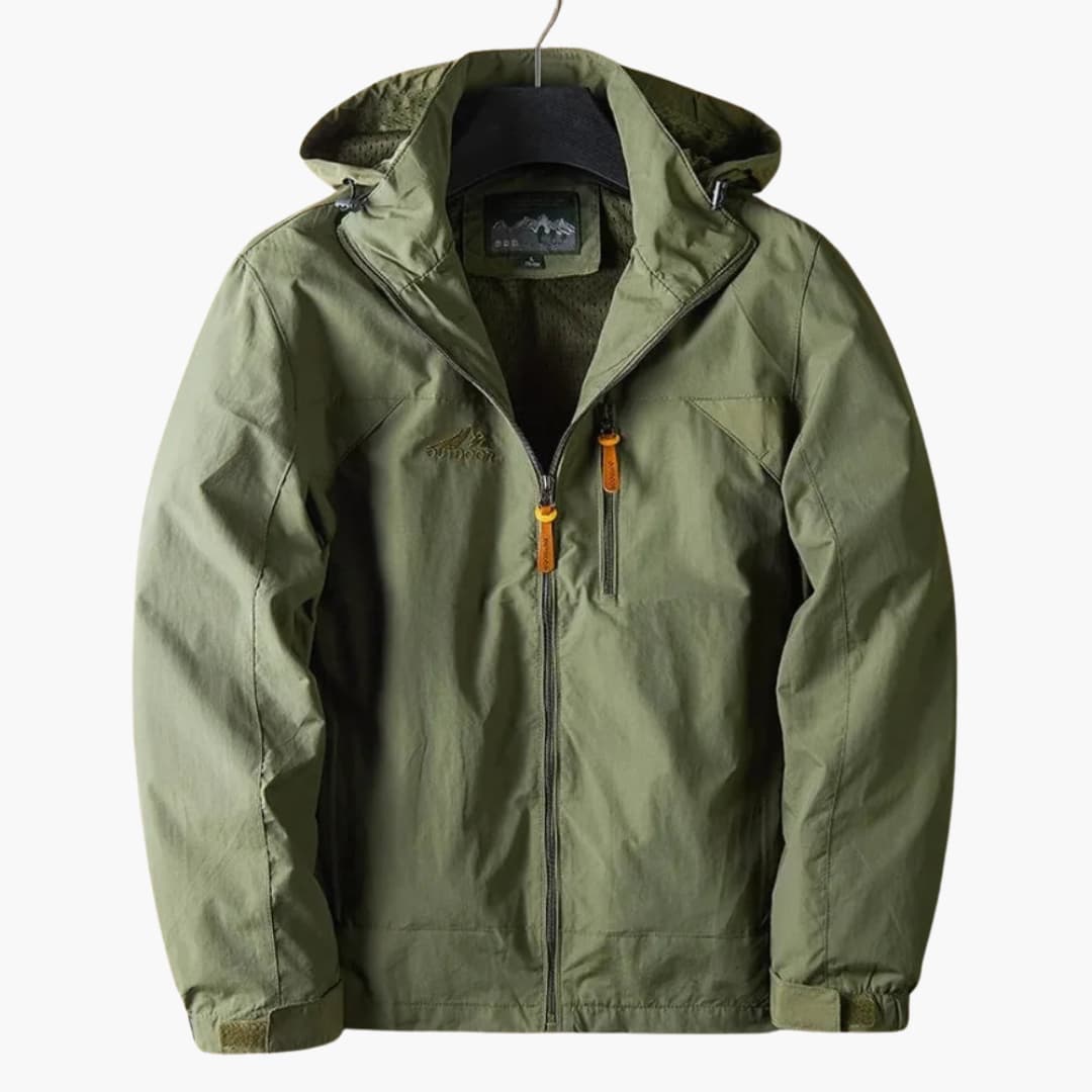 Herren Outdoorjacke mit Kapuze und Reißverschlusstaschen